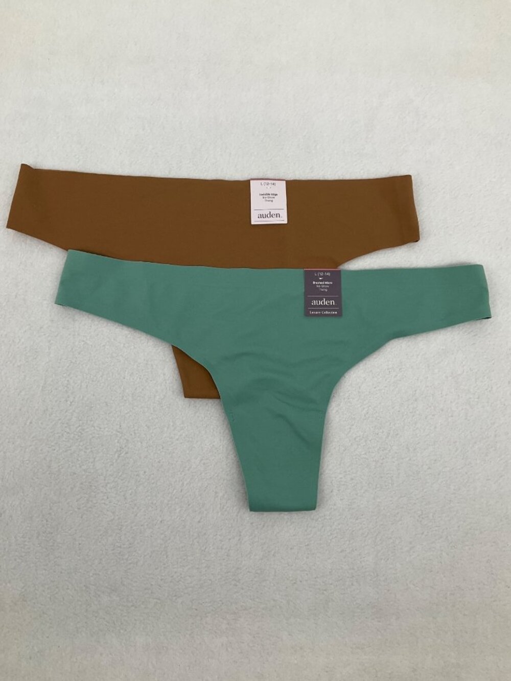 Invisible Edge & Brushed Micro No-Show Thong 2-Pack Size Large (12-14) Auden Lux